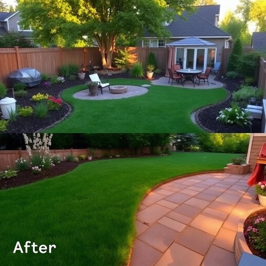 Backyard Patio & Lawn after